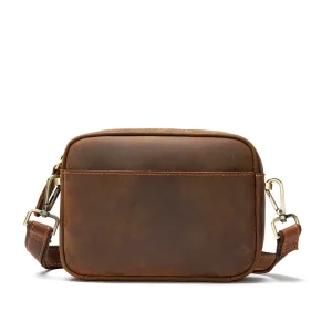 FSV2 Men’s Vintage Style Genuine Cowhide Leather Shoulder Bag Casual Leather Clutch Bag for Men