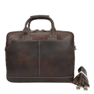 Factory 14 Inch Vintage Cowhide Crossbody Crazy Horse Leather Briefcases Messenger Bag Genuine Leather Laptop Bag for Men