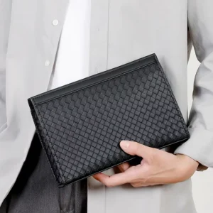 Factory Custom Classic Weaving Men’s Business Briefcase Bag PU Leather Fashion Clutch Briefcase Men’s Handbag