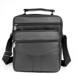 Factory Custom Genuine Leather Men’s Messenger Bags Three-layer Designer Crossbody Bag