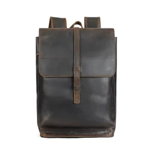 Factory Custom Real Leather Backpack Men Vintage Large Capacity Business Laptop Bag Genuine Leather