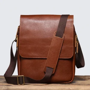 Factory Custom With Logo Men Messenger Bag Genuine Leather Shoulder Bag Vintage Casual Trendy Small Men’s Bag