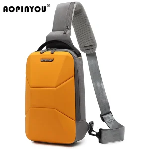 Factory Customizable Men’s Chest Bag with Usb Charge Port Waist Bag Hard Shell Pack Water repellent Sling Messenger Bag