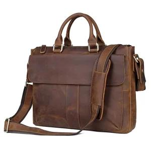 Factory Customized Vintage Leather Men Briefcase High Quality Genuine Leather Men’s Handbag Business Laptop Office Bag