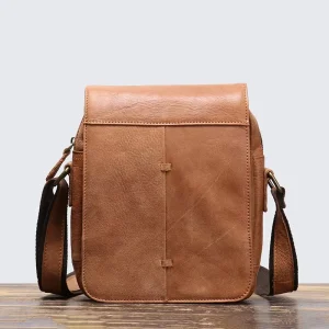 Factory Direct Custom Made Men’s Genuine Leather Vintage Distressed Autumn Medium Shoulder Bag Flap Top Layer Bag