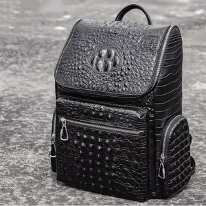 Factory Direct Genuine Leather Crocodile Pattern Men’s Backpack Multi-functional Business Laptop Travel Bag