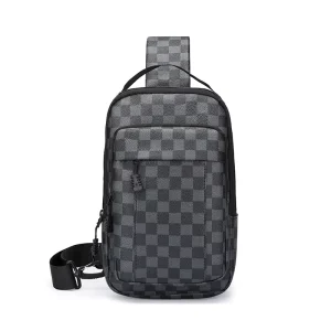 Factory Direct Men’s Genuine Leather Crossbody Bag Printed Waterproof Chest Bag Zipper Closure