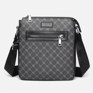 Factory Direct Men’s Leather Square Bag, Business Shoulder Messenger Bag, Printed