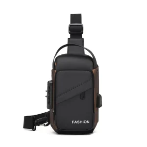 Factory Direct Price PU Waterproof Zipper Multifunction Fashion Chest Bag USB Crossbody Sling Bag for Men