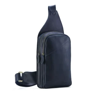 Factory Direct Sale Custom LOGO Vintage Crazy Horse Leather One Shoulder Strap Crossbody Bag Men Genuine Leather Chest Bags