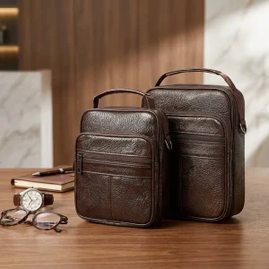 Factory Direct Top Grain Cowhide Leather Business Men Shoulder Bag Small Messenger Crossbody Bags Genuine Leather Men Side Bags