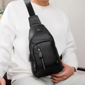 Factory Direct Vintage Men’s Shoulder Bag Leather Chest Bag
