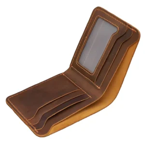 Factory Genuine Leather ID Card Holder Open Short Credit Card Holder Wallet for Men