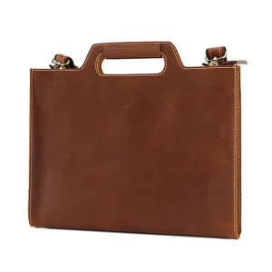 Factory Men’s Briefcase Handbag Thin Style Crazy Horse Leather Computer Bag Business Bag