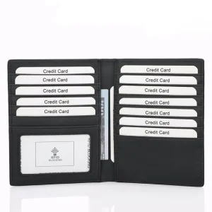 Factory Men’s Leather Wallets Anti Theft RFID Blocking Wallet Black Credit Card Holder Money Cash Clip