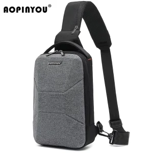 Factory New Design Custom Casual Men’s Chest Bag Hard Shell Waterproof Crossbody Sling Bag with Usb