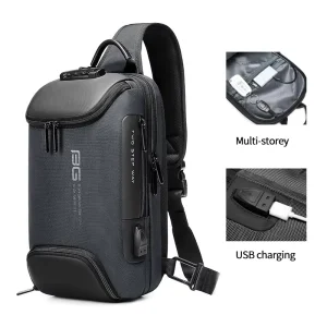 Factory New Design Usb Men’s Chest Bag Shoulder Bags Men Fashion Travel Waterproof Portable Men Shoulder Crossbody Sling Bag