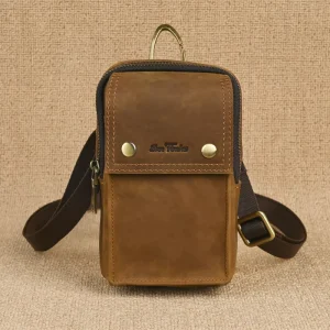 Factory New Hebrew Sparrow Men’s Genuine Leather Zipper Messenger Bag European American Vintage Fashion Outdoor Leisure Bag