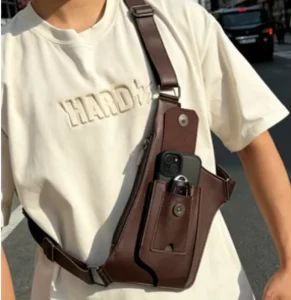 Factory PU Sling Underarm Bag Men’s Women’s Outdoor Square Multi function Mobile Phone Urban Simplicity Pocket Bag Belt