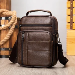 Factory Price Leather Men’s Vertical Casual Men’s Business Document Bag Cowhide Crossbody Sling Shoulder Bag