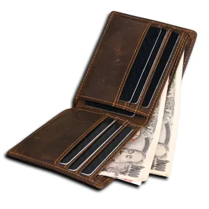 Factory Rfid Men’s Purse Custom Vintage Style Genuine Business Leather Men Wallet Long Purse Men’s Money Bag