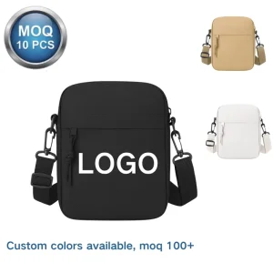 Factory Small Order OEM ODM Custom Logo Lightweight Mobile Phone Sling Bag Unisex Outdoor Fashion Crossbody Bag Black