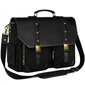 Factory Supply Men’s Retro Casual Canvas Crossbody Messenger Bag Vintage Style 15.6 Inch Briefcase