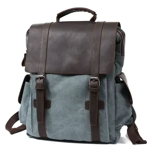 Factory Vintage Design Men’s Backpack Waterproof Canvas Laptop Book Bag for Men Outdoor Travel Hiking Camping