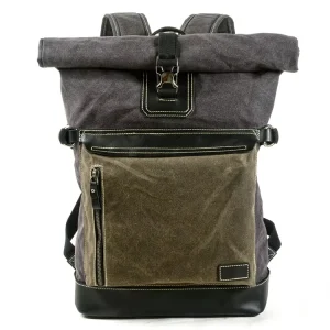 Factory Vintage Fashionable Travel Backpack Custom Logo Leather Waterproof Waxed Canvas Students Durable Cover