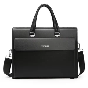Factory Vintage Waterproof Business Handbag Men’s Anti-theft Cross Grain PU Leather Briefcase 14-inch Computer Bag