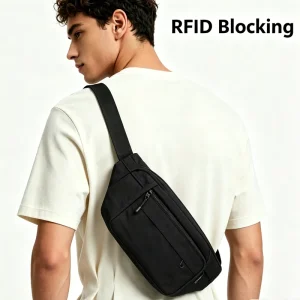 Faraday RFID Signal Shielding Chest Bag Anti-Theft EMF Protection Crossbody Bag with Adjustable Strap