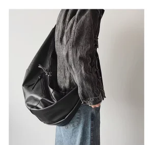 Fashion Black Dumpling Shoulder Bag for Men Men’s Cross Bag