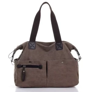 Fashion Business Travel Canvas Tote Bag with Zipper Closure and Embroidery for Men and Women