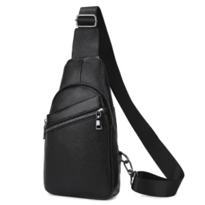 Fashion Casual Men’s PU Waterproof Zipper Chest & Shoulder Bag Summer Crossbody High-quality Business Retro