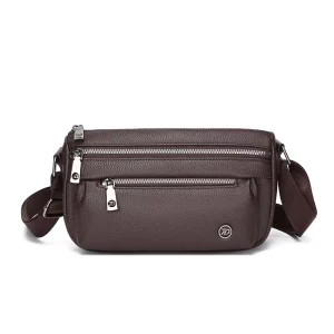 Fashion Casual PU Single Shoulder Business Men’s Crossbody Bag with Custom Logo Letter Pattern Durable Waterproof
