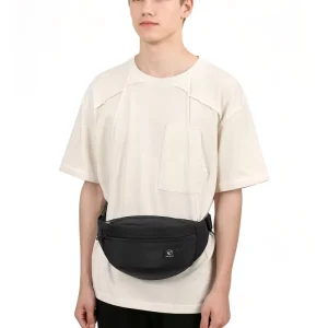 Fashion Compact Chest Sling Bag Water Resistant Nylon Zipper Closure Geometric Multi Pocket Sling Bag for Men Women