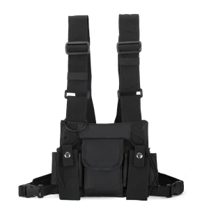 Fashion Custom Nylon Chest Bag Black Vest Hip Hop Streetwear Tactical Fanny Pack Cross Body Bag
