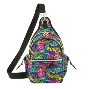 Fashion Custom Print Graffiti Travel Cross Body Bag Waterproof Polyester Small Custom Sling Bag Men’s Shoulder Bags with Logo