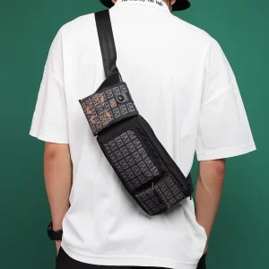 Fashion Design Men’s Chest Bag Shoulder Crossbody Bag Outdoor Riding Sports Mobile Phone Waist Bag