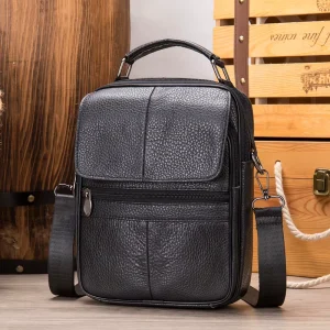 Fashion Genuine Leather Men Handbag Flap Small Crossbody Bags Office Side Bag Leather Messenger Bag for Men
