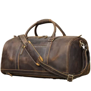 Fashion Genuine Leather Unisex Duffel Bags Zipper Closure Portable Large Capacity Waterproof Travel Organizer Overnight