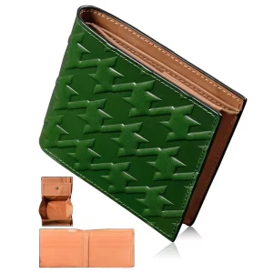 Fashion Green Mens Luxury Wallet with Coin Pocket Custom Embooss Logo Microfiber Leather RFID Blocking Bifold Credit Card Purse