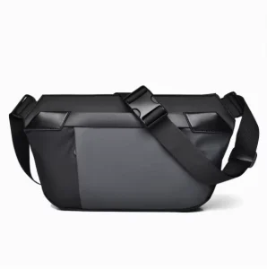 Fashion Large Capacity PU Leather Single Shoulder Bag Men’s Waterproof with Zipper Closure Solid Color for Outing & Commuting