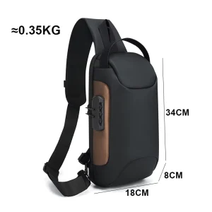 Fashion Men’s Anti Theft Password Lock Crossbody Bag Waterproof Sports Shoulder Chest Bag