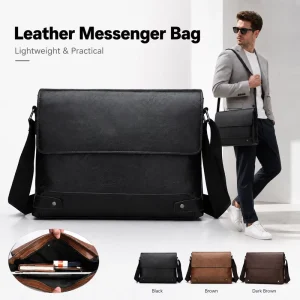 Fashion Men’s Business Leather Crossbody Messenger Bag Waterproof Lightweight Summer For Travel Custom Logo Available