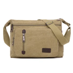 Fashion Men’s Canvas Shoulder Bag New Arrival Casual Travel Crossbody Large Satchel Business Travel Messenger Bag Zipper