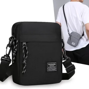 Fashion Men’s Crossbody Bag OEM Custom Logo Anti-Theft Lightweight Durable Nylon Small Zipper Shoulder Bag