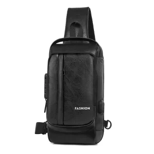 Fashion Men’s Locomotive Bag Riding Password Chest Bag Fanny Pack Leisure PU Crossbody Bag