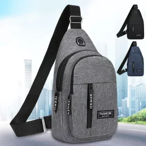 Fashion Men’s Shoulder Oxford Crossbody Outdoor Sport Travel Chest Bag Solid Color Casual Multifunction Waist Phone Sling Bag