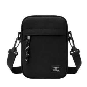 Fashion Men’s Small Shoulder Bags Black Handbag Travel Wallet Mini Crossbody Bag Passport Clip Mobile Purse Strap Neck Pouch